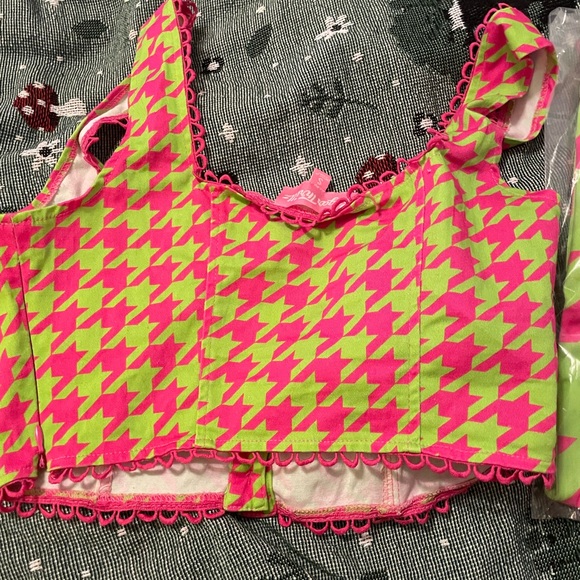 Sugar Thrillz Pink & Green Houndstooth Set - Picture 4 of 6